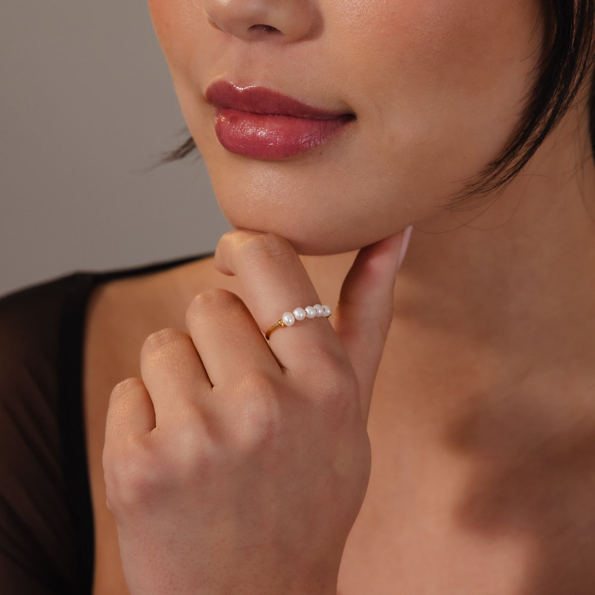 Beaded pearl ring