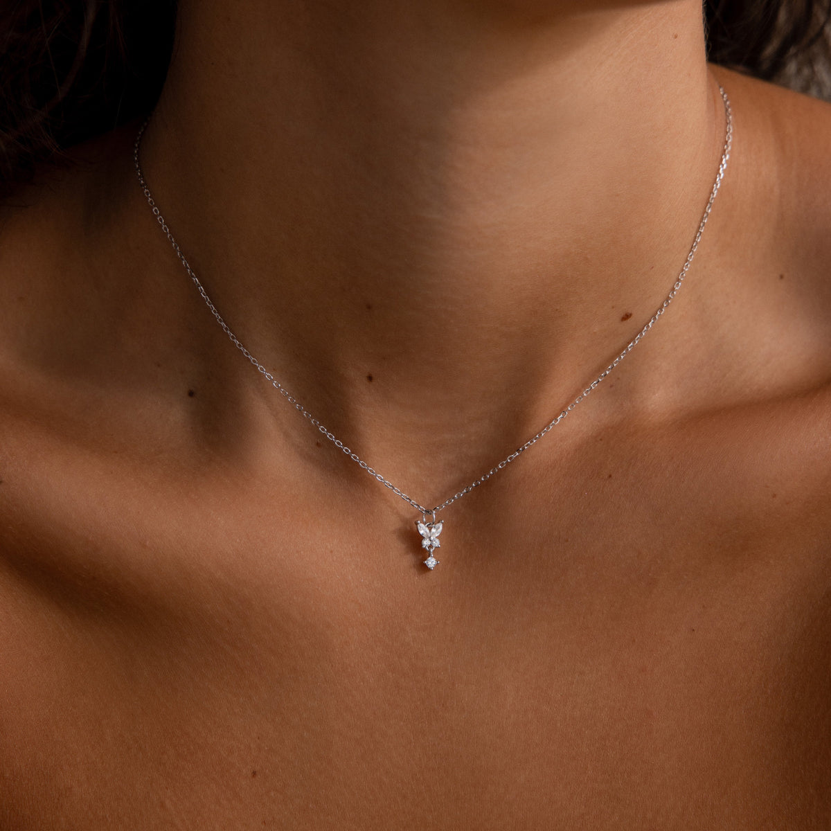Butterfly drop necklace