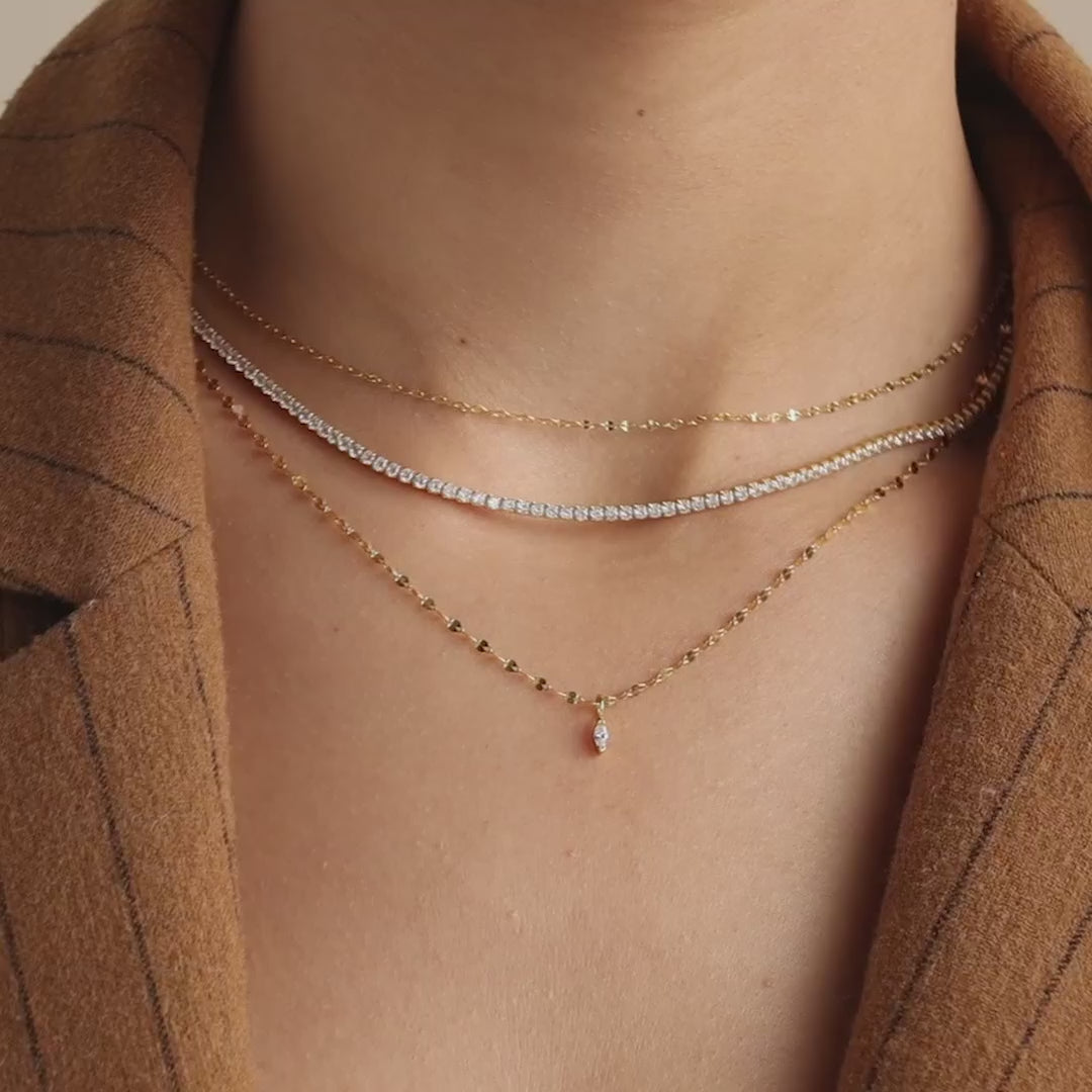Dainty marquise pendant necklace