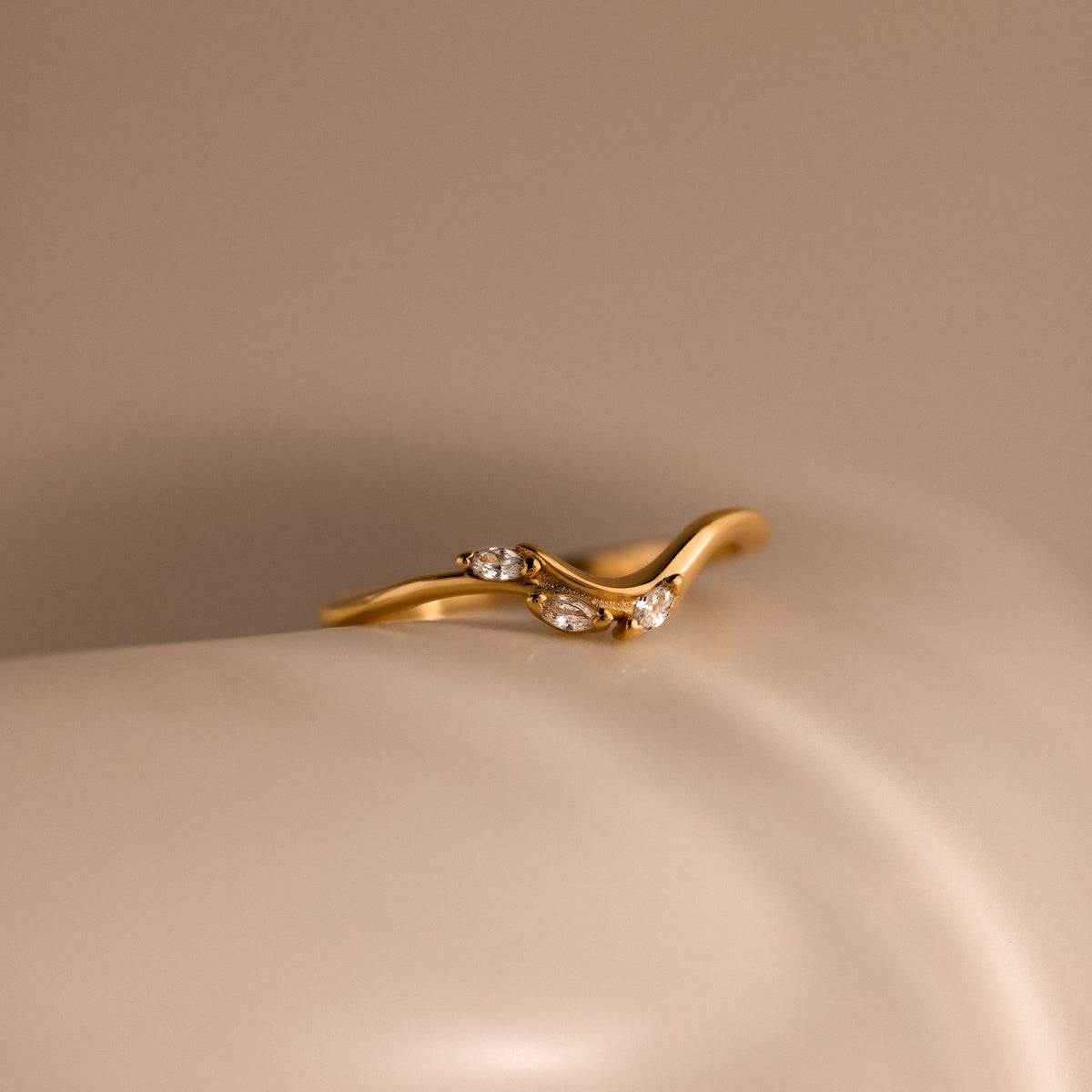 Marquise diamond curve ring
