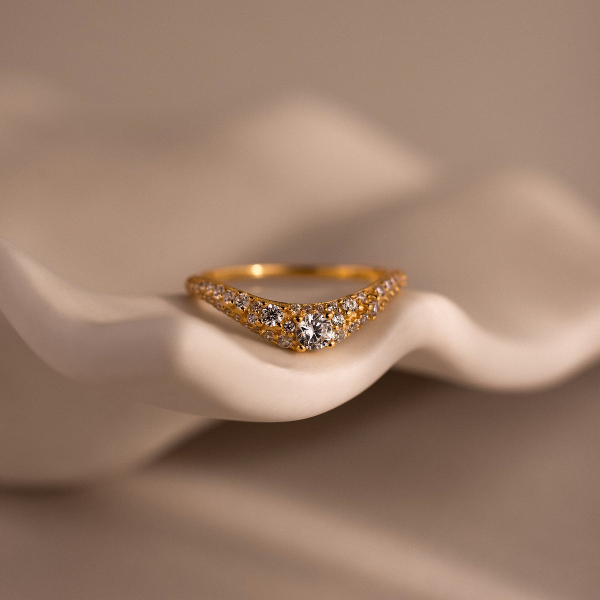 Pave diamond curve ring