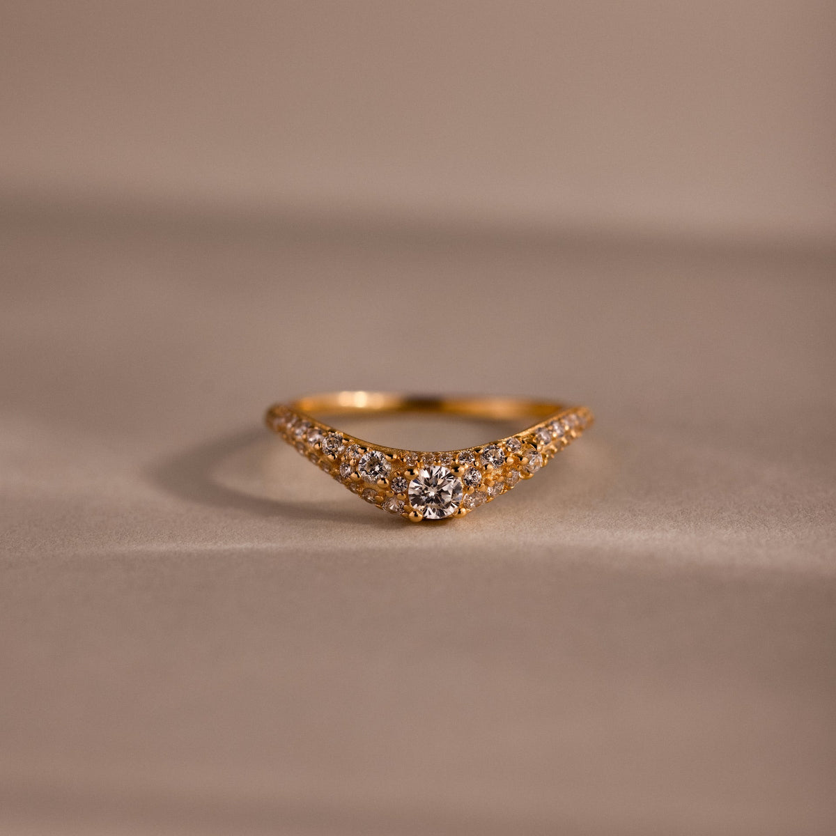 Pave diamond curve ring