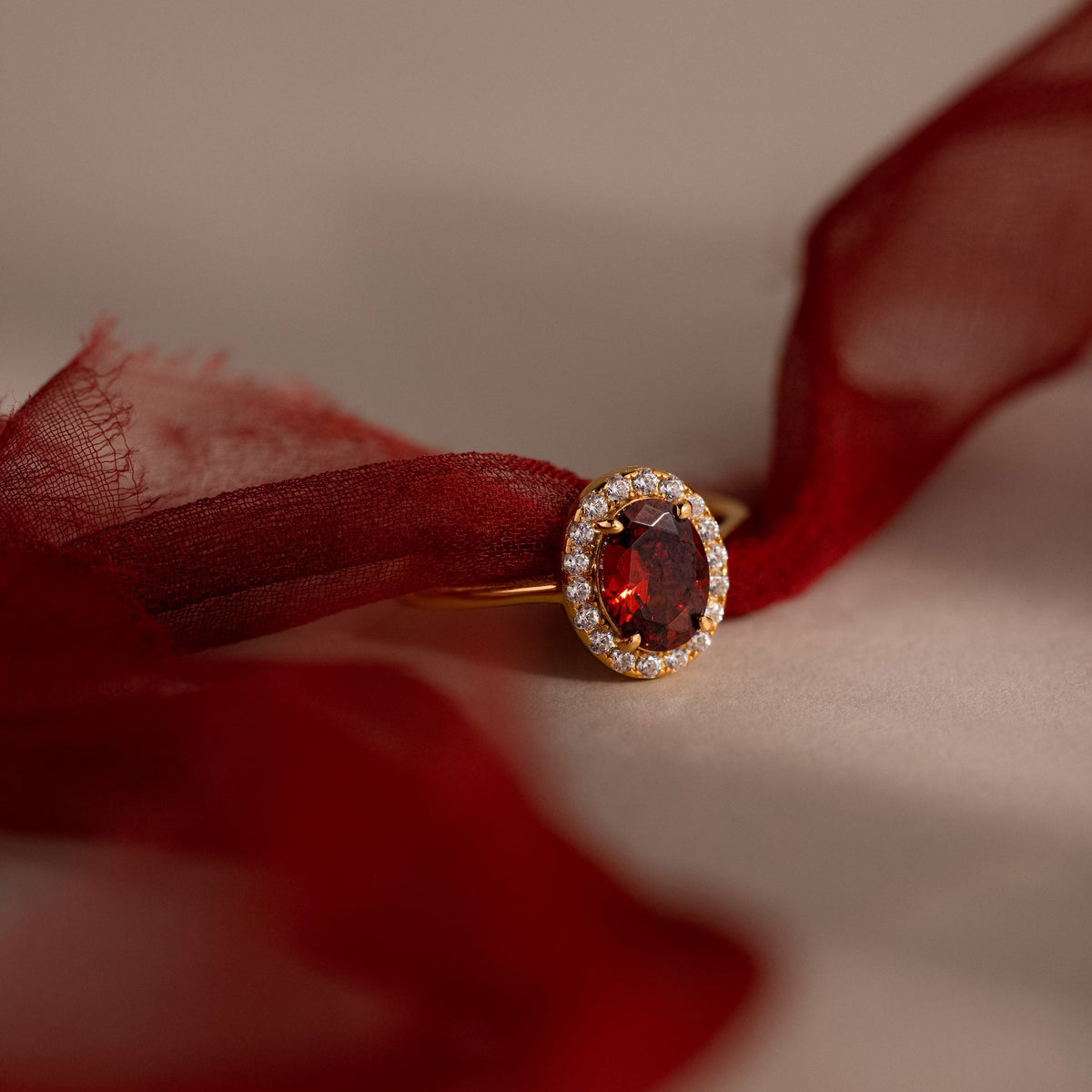 Pave garnet ring