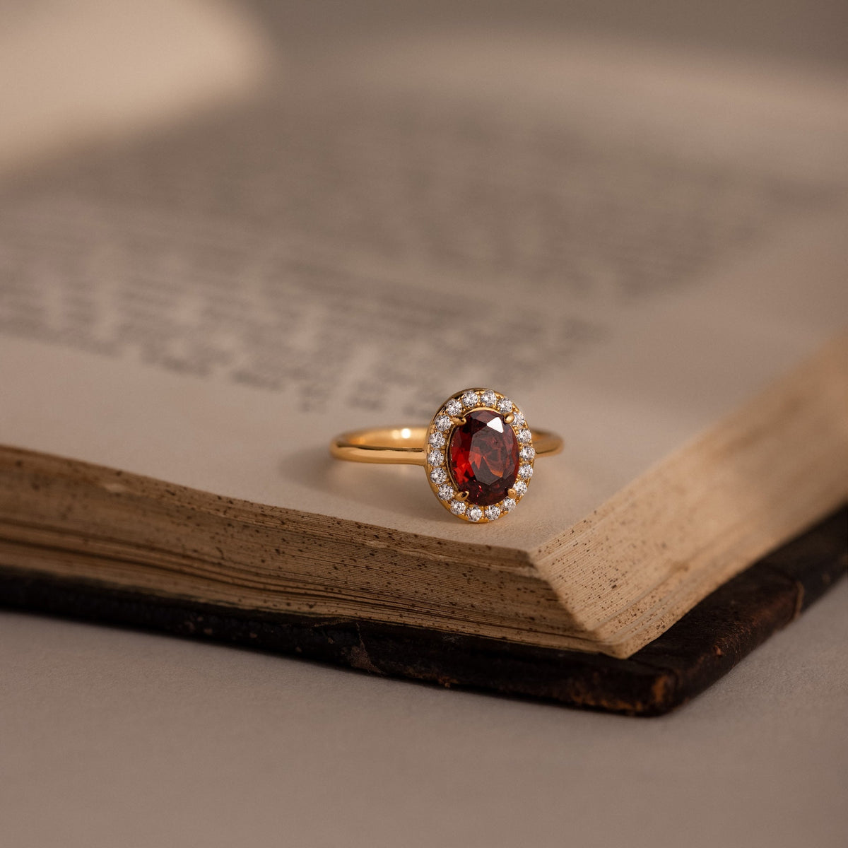 Pave garnet ring