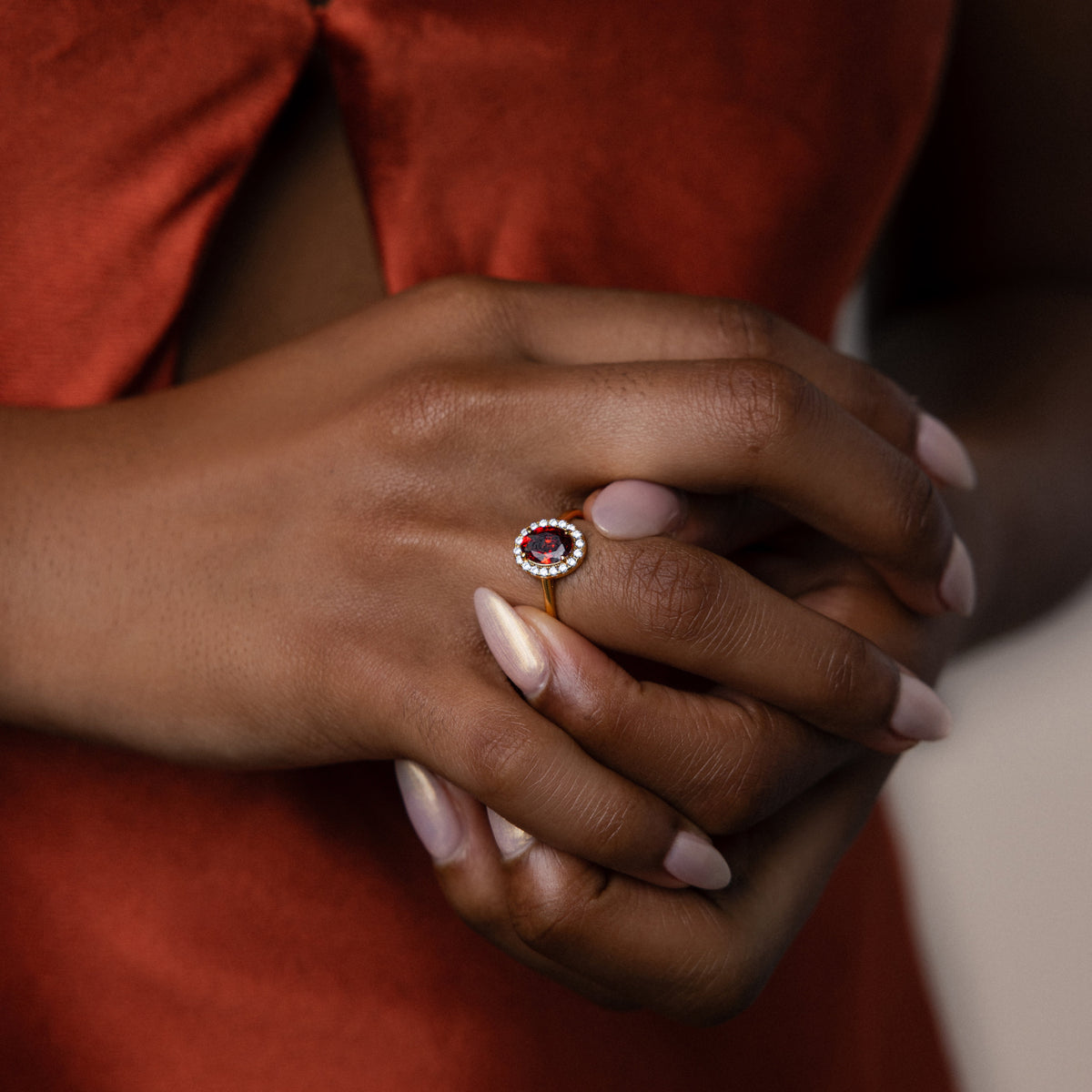 Pave garnet ring