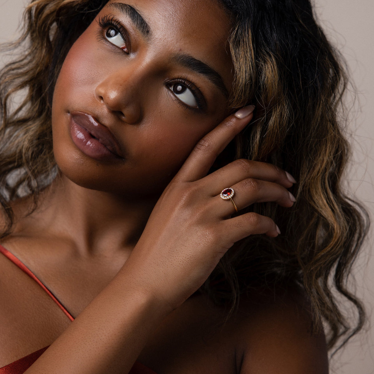 Pave garnet ring