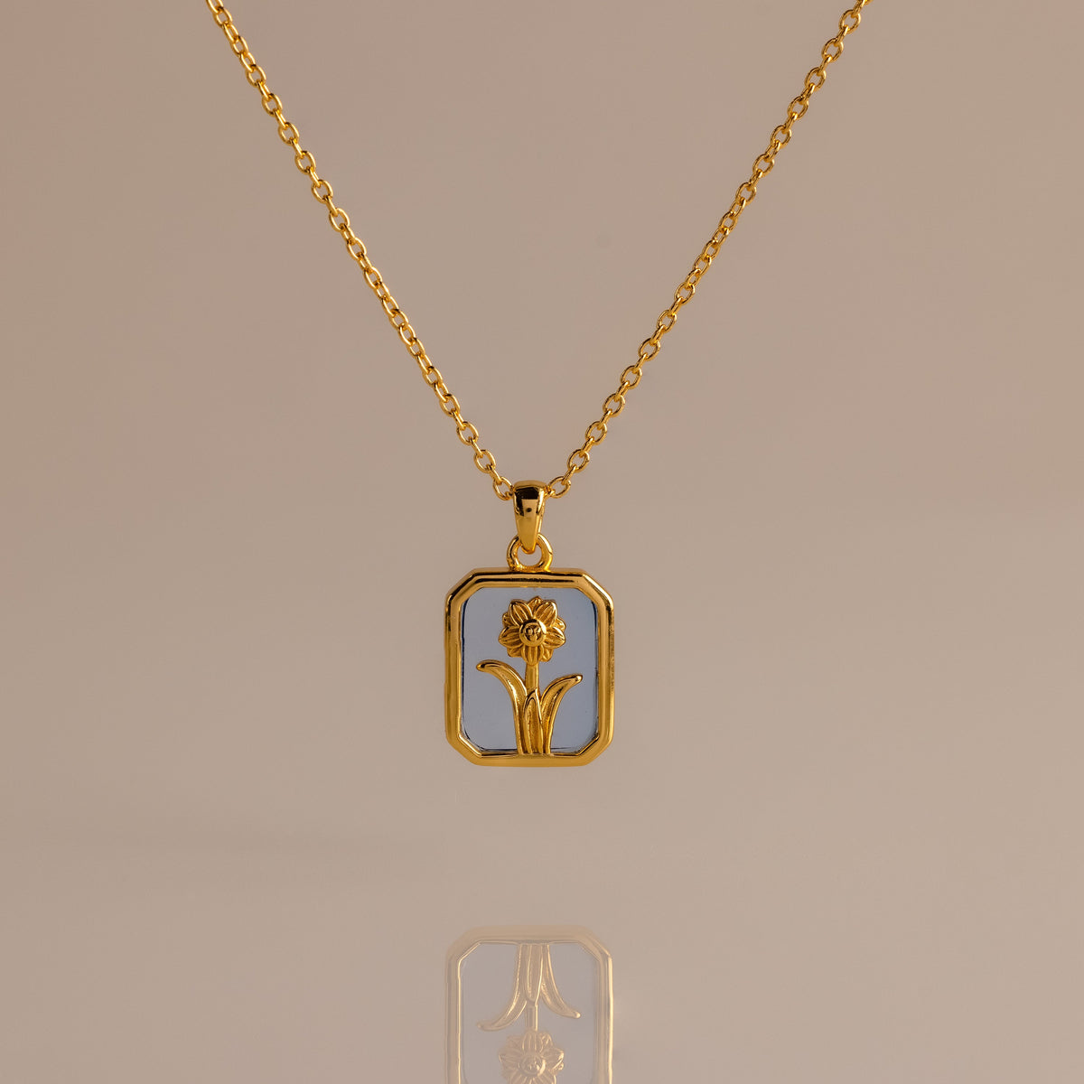 Birth flower charm necklace