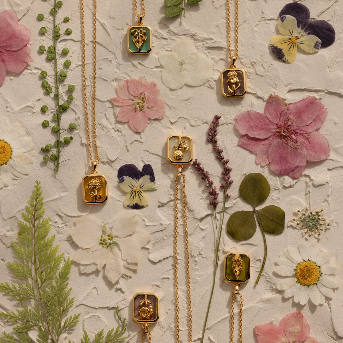 Birth flower charm necklace