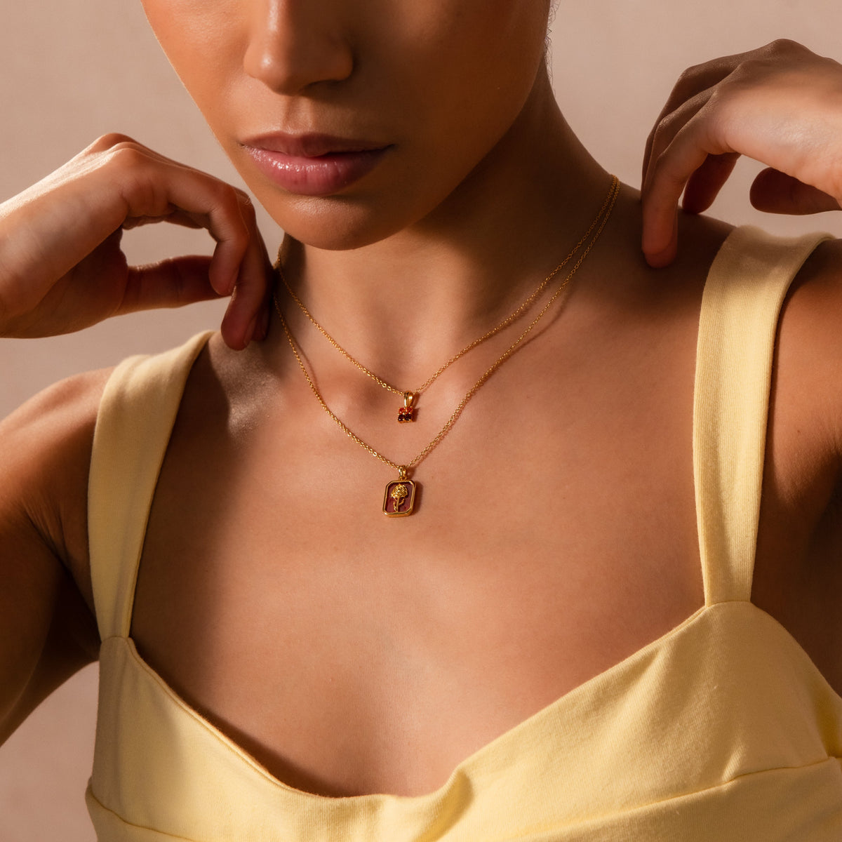 Birth flower charm necklace
