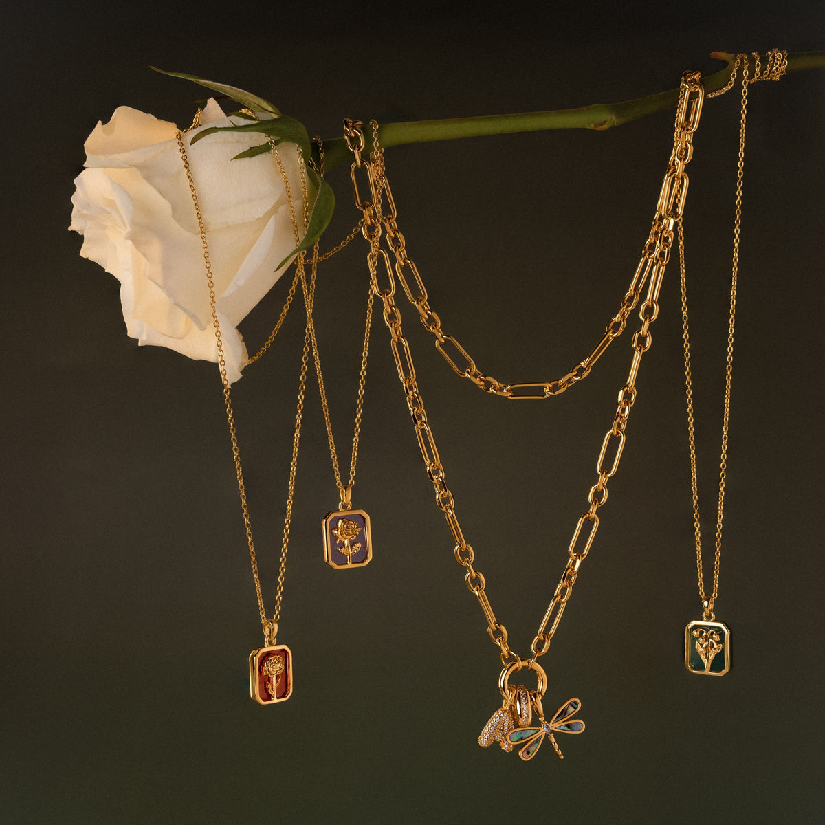 Birth flower charm necklace
