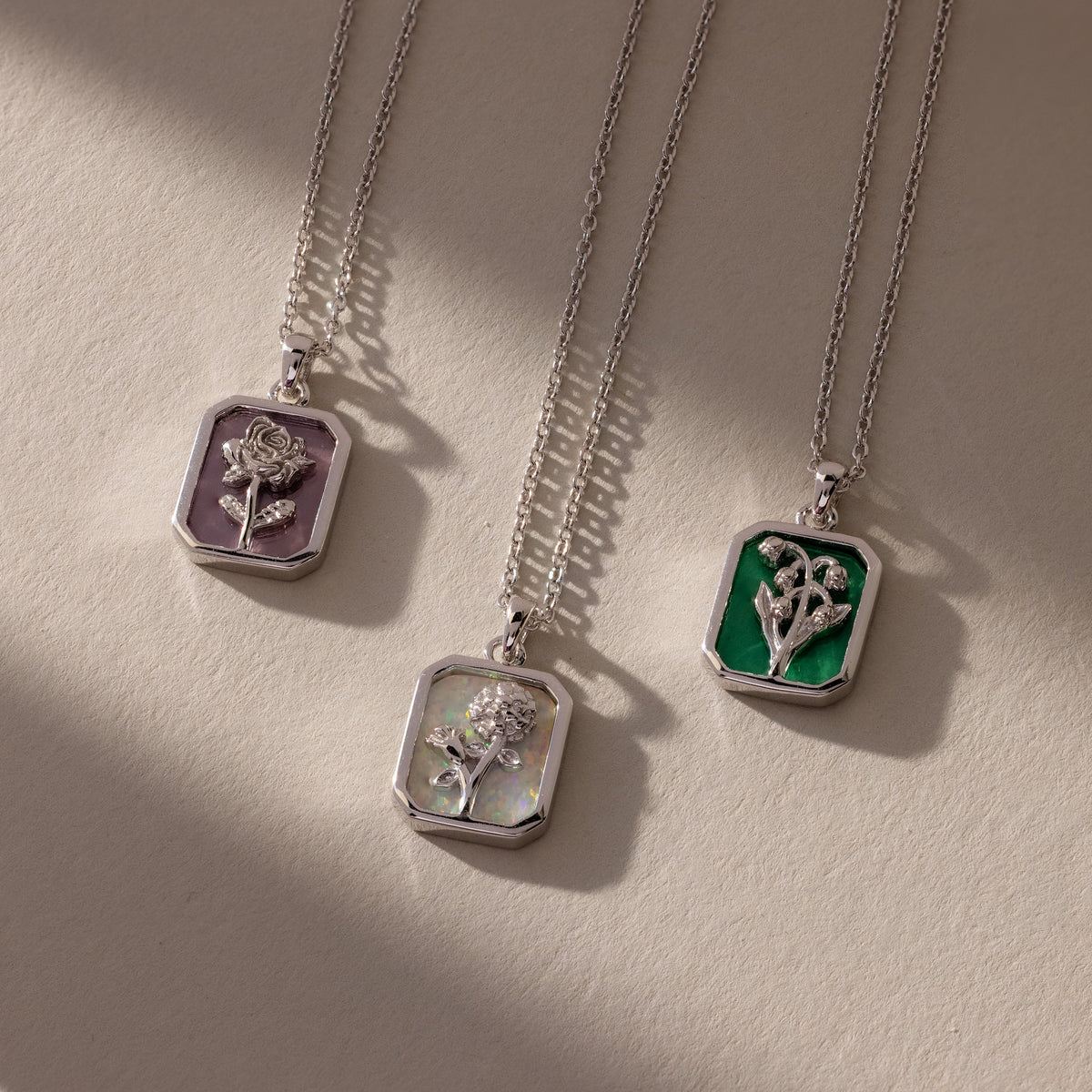Birth flower charm necklace