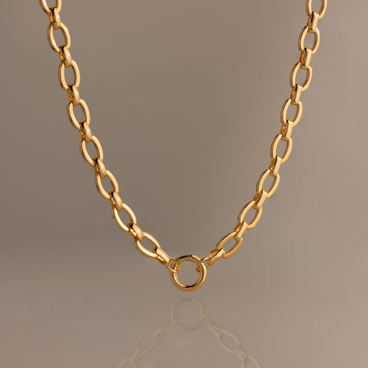 Oval link charm necklace