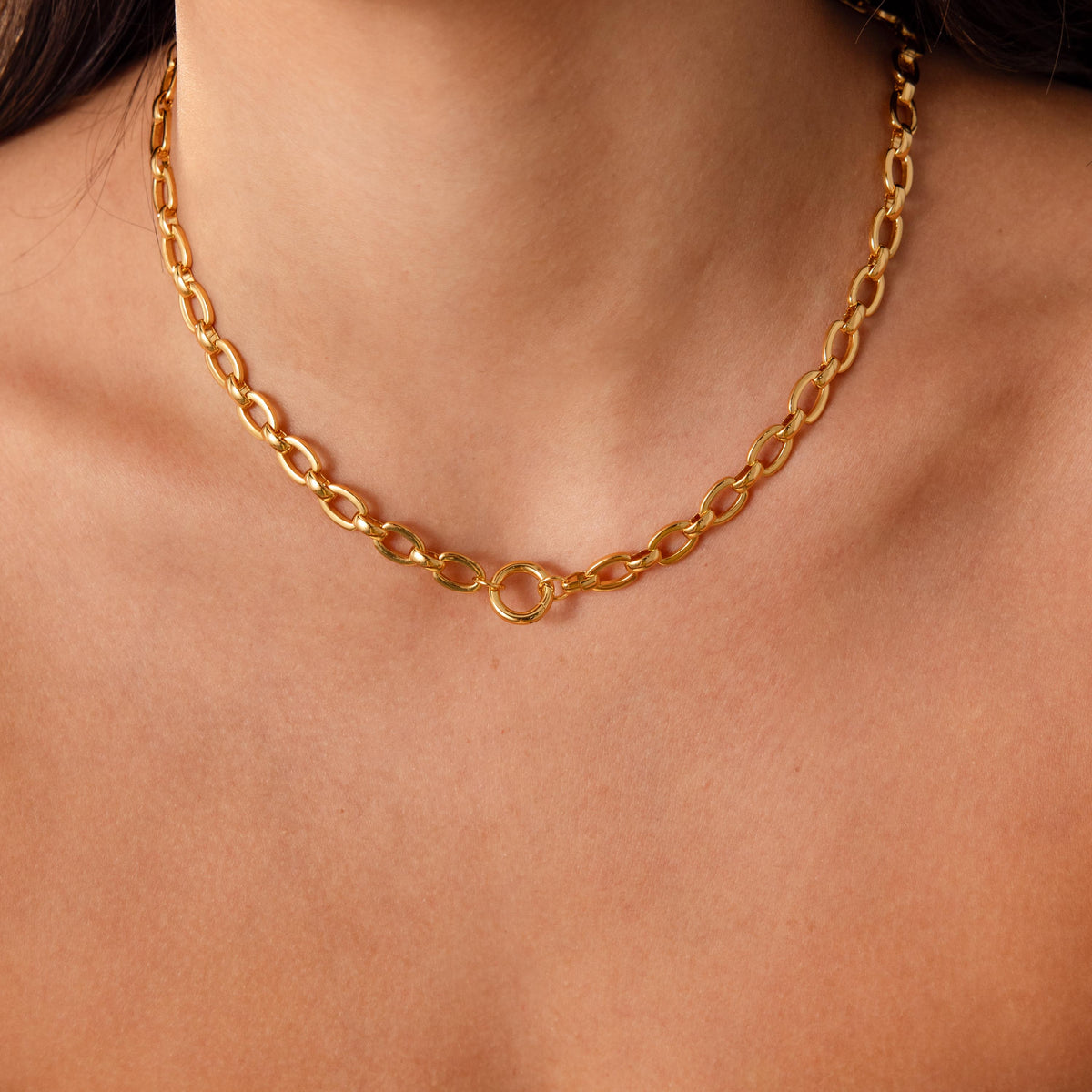 Oval link charm necklace