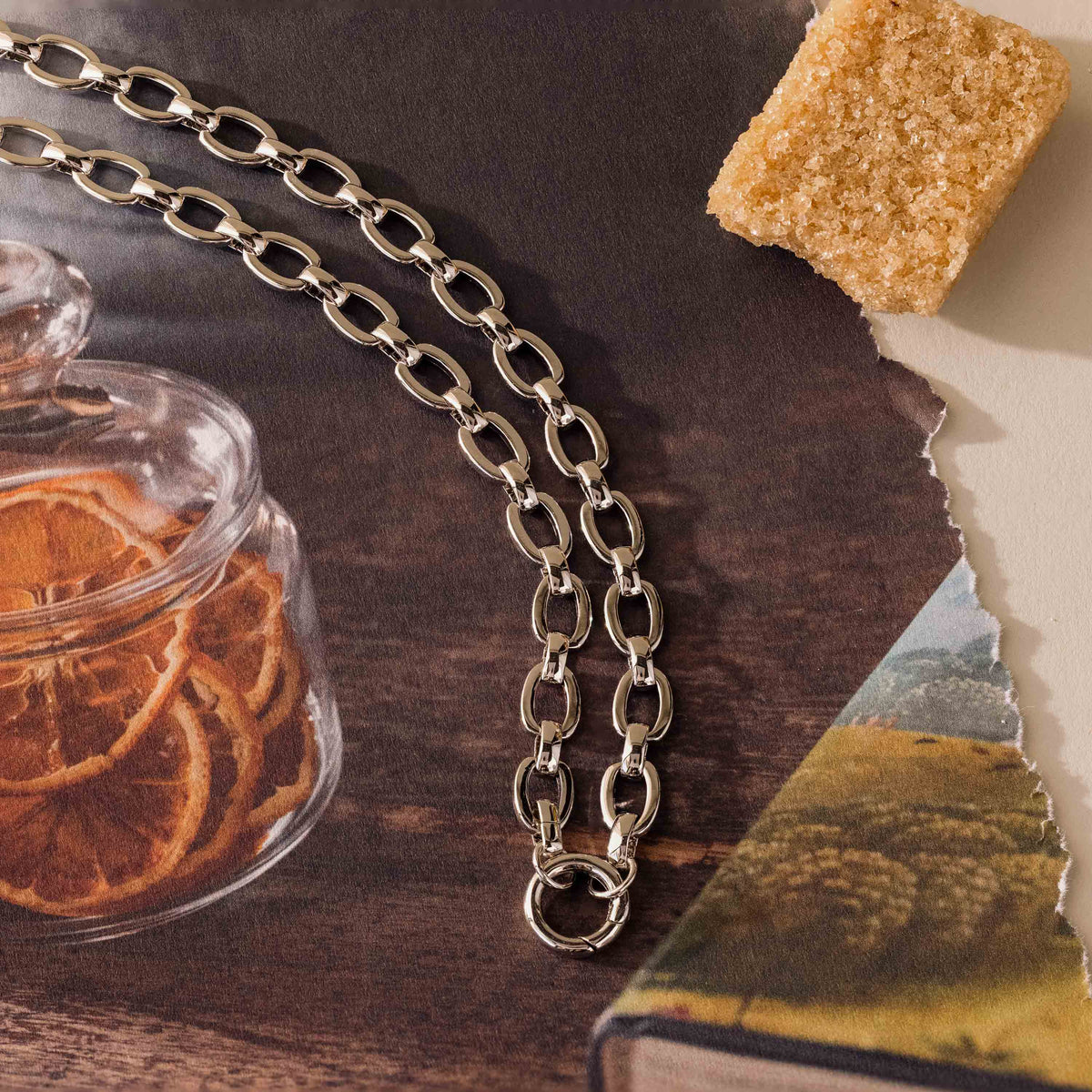 Oval link charm necklace