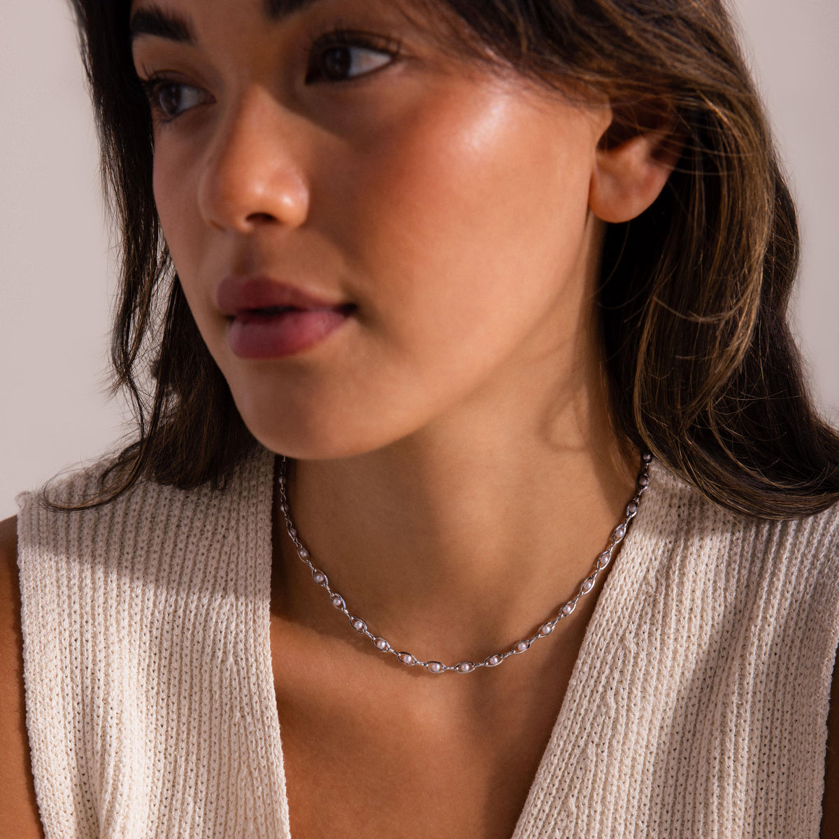 Eternity pearl choker necklace