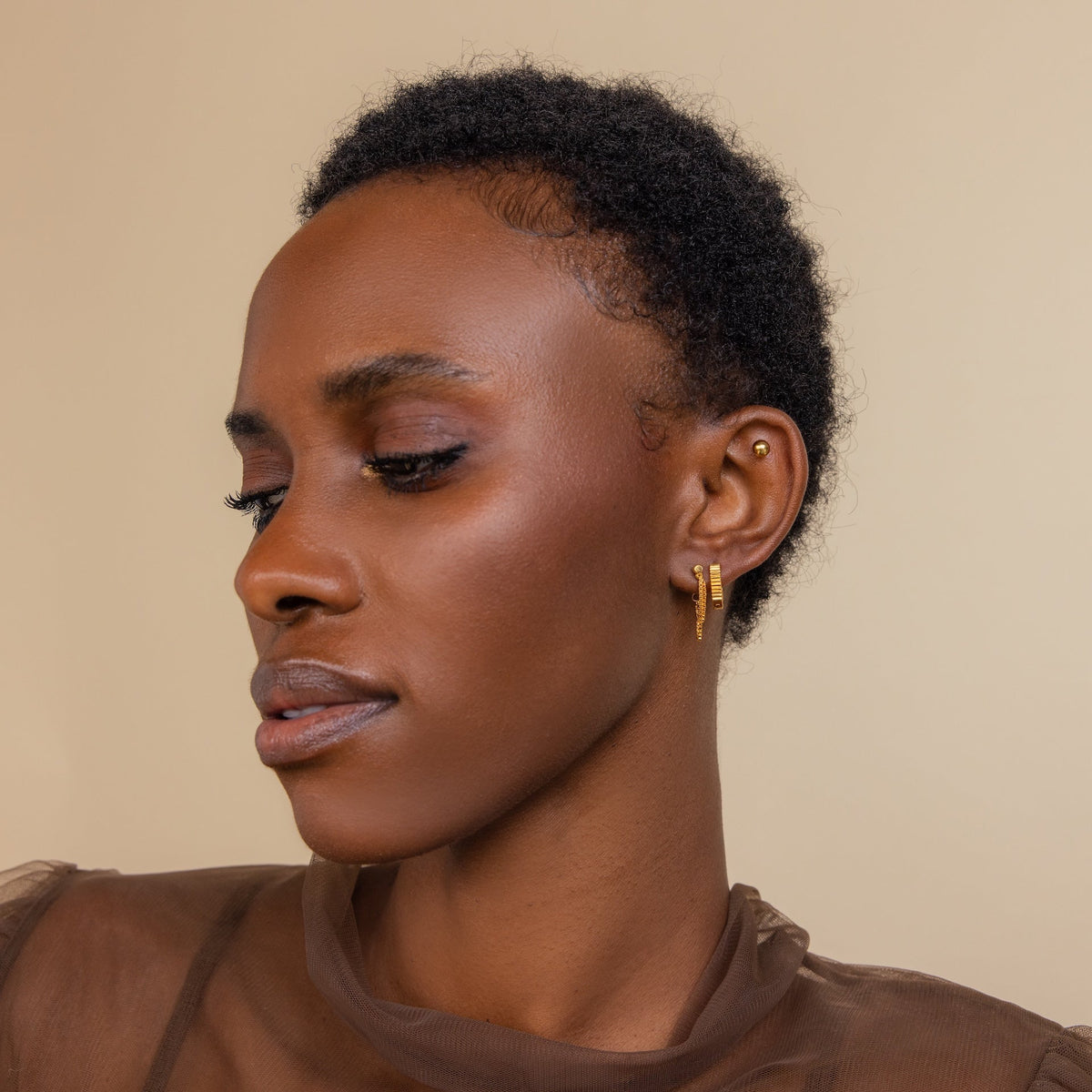Flat back chain earrings