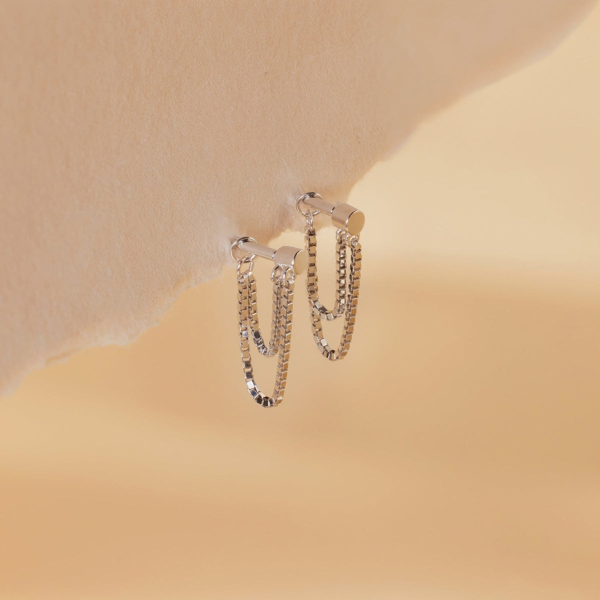 Flat back chain earrings