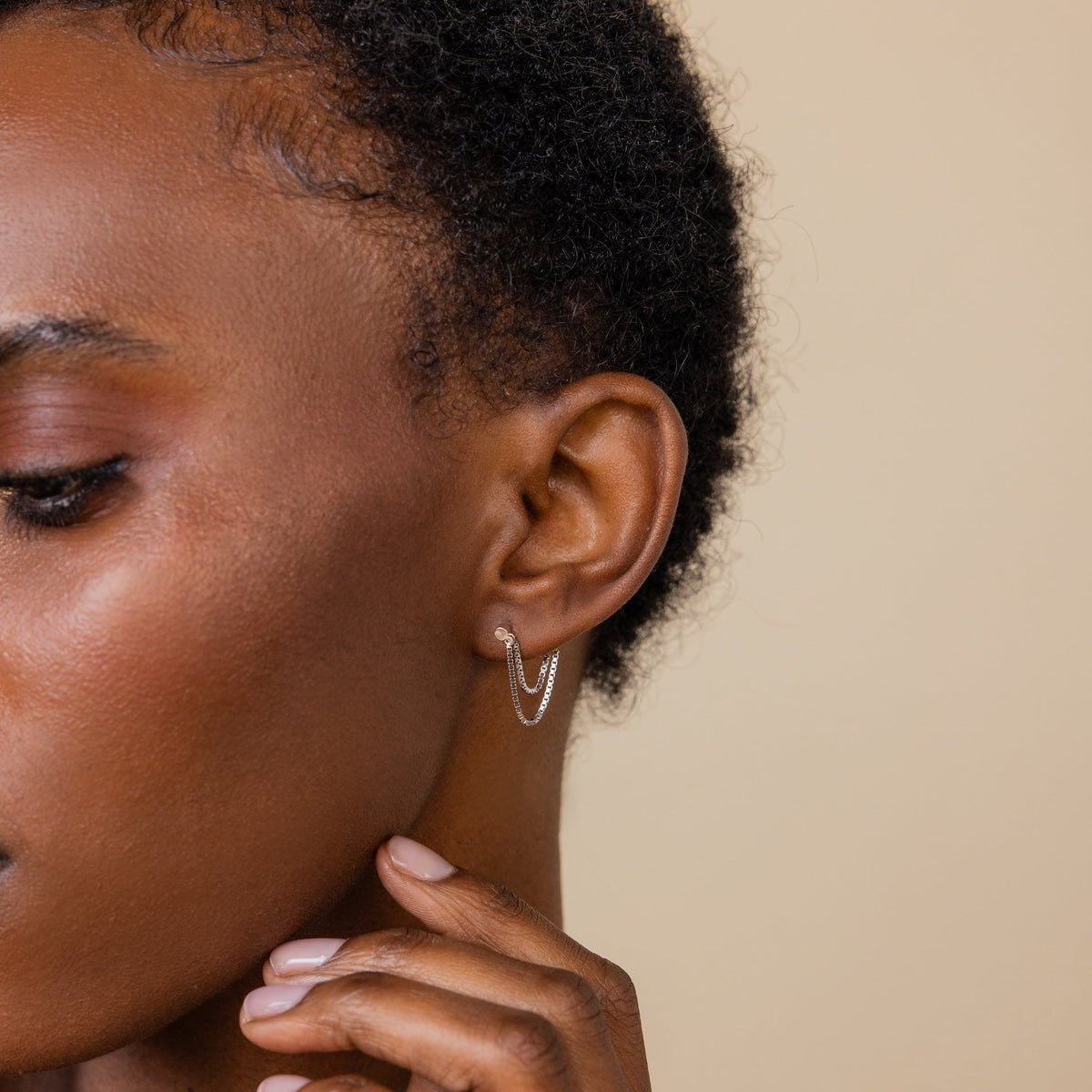 Flat back chain earrings