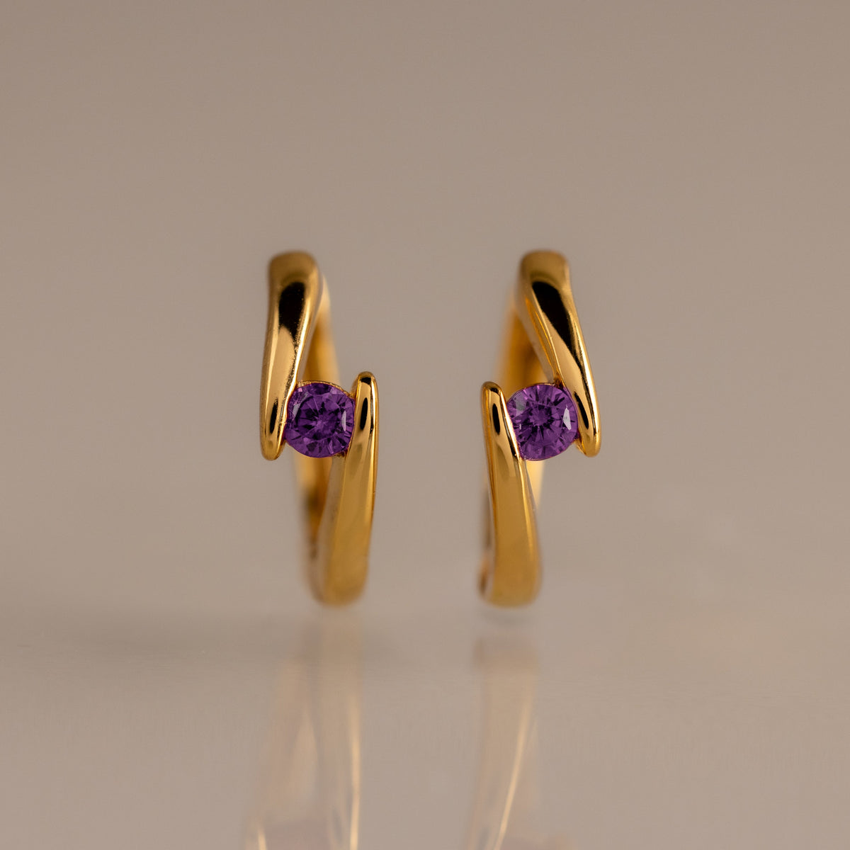 Floating birthstone huggies