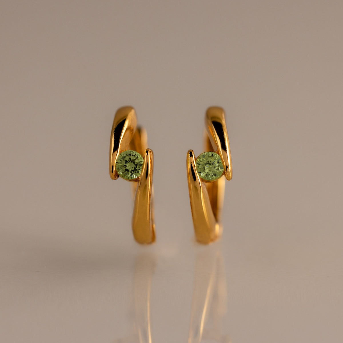 Floating birthstone huggies