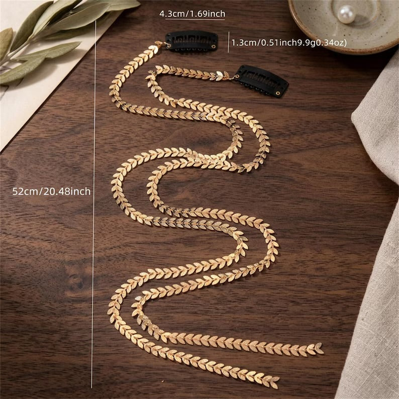 Gold leaf hair vine dimensions