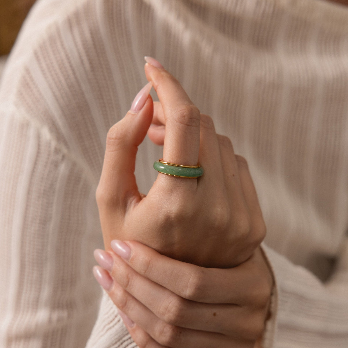 Haven jade spinner ring
