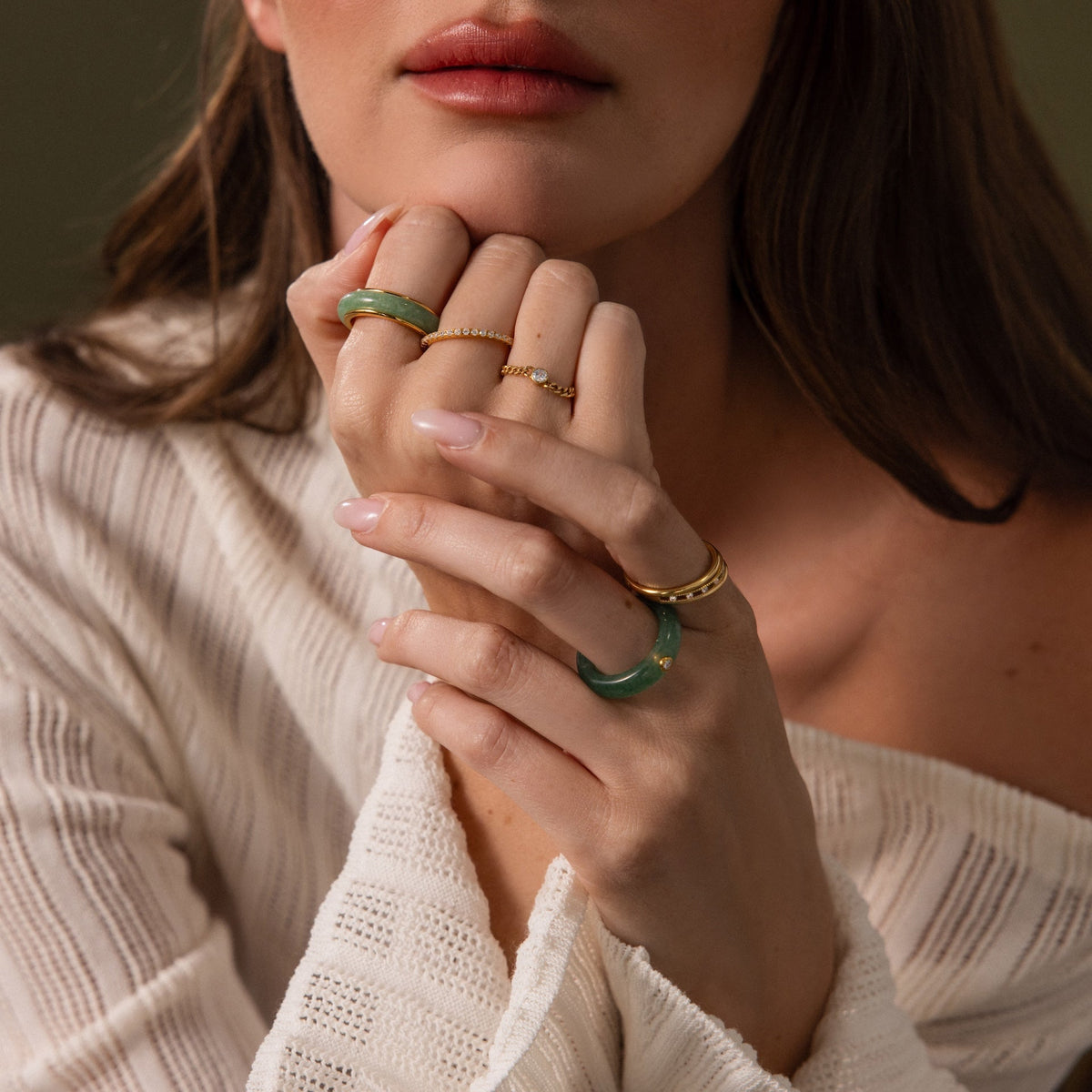Haven jade spinner ring
