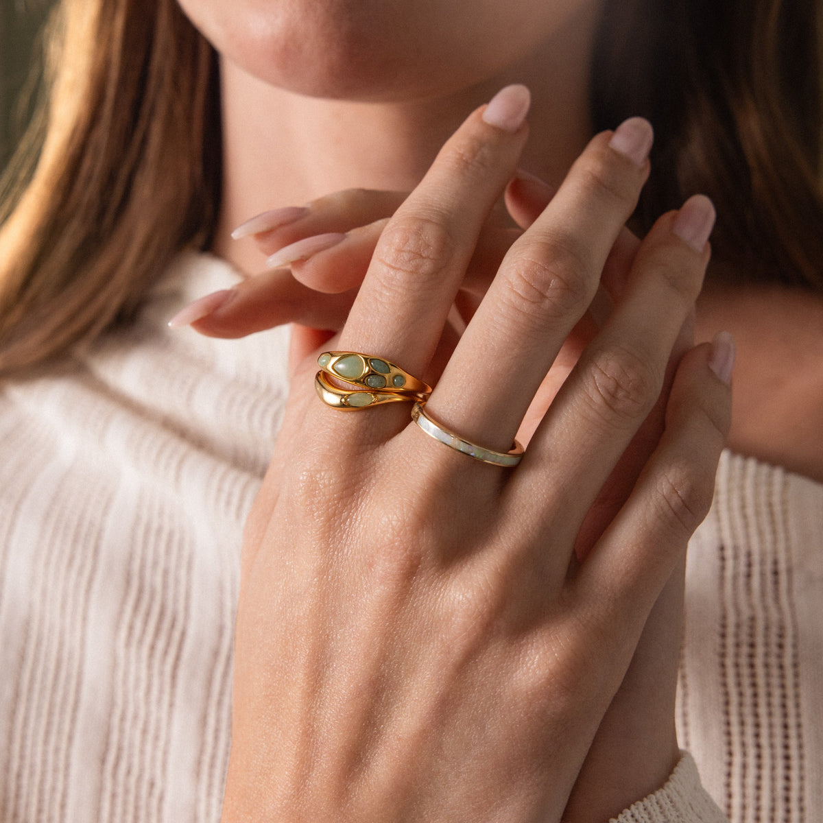 Jade dewdrop ring