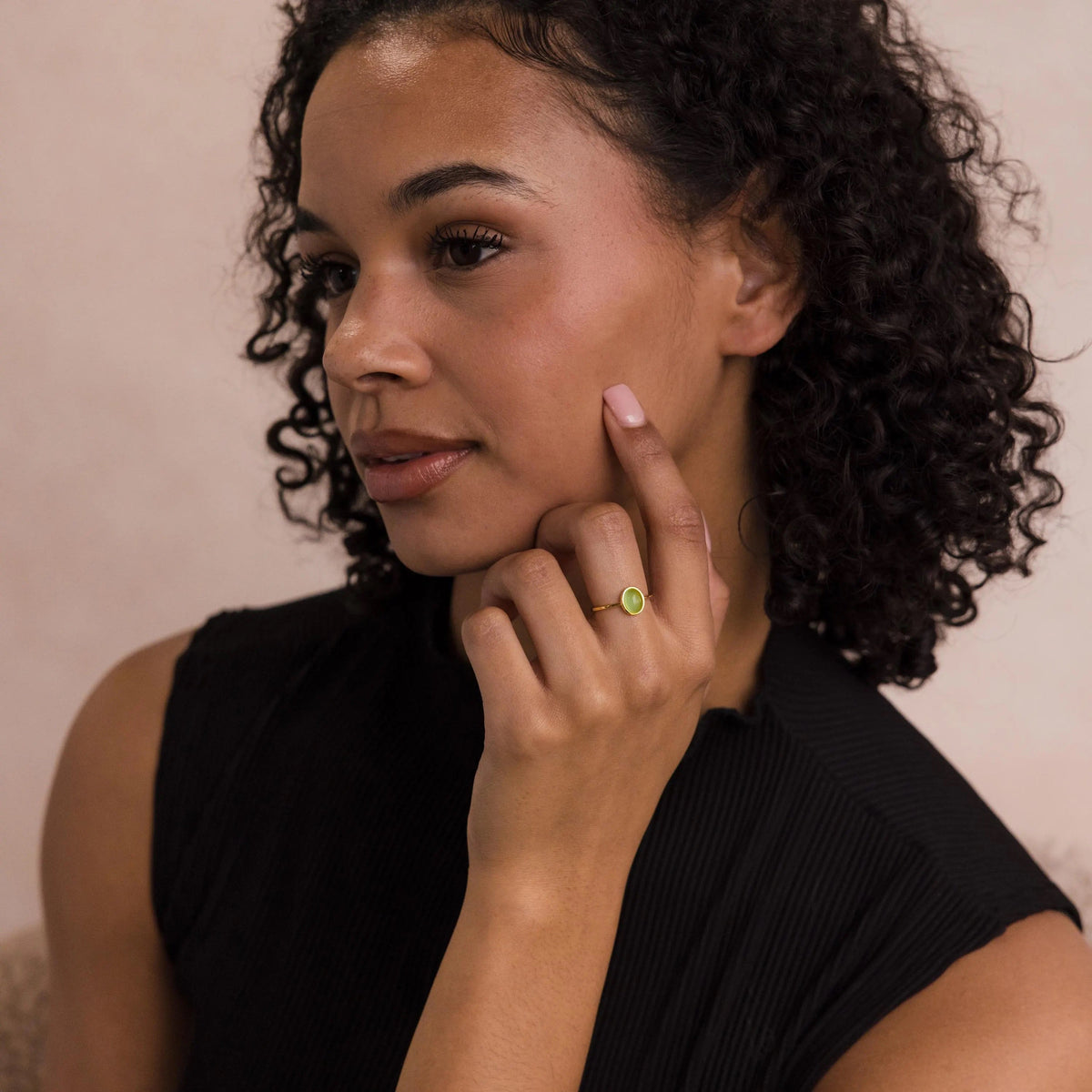 Jade oval ring