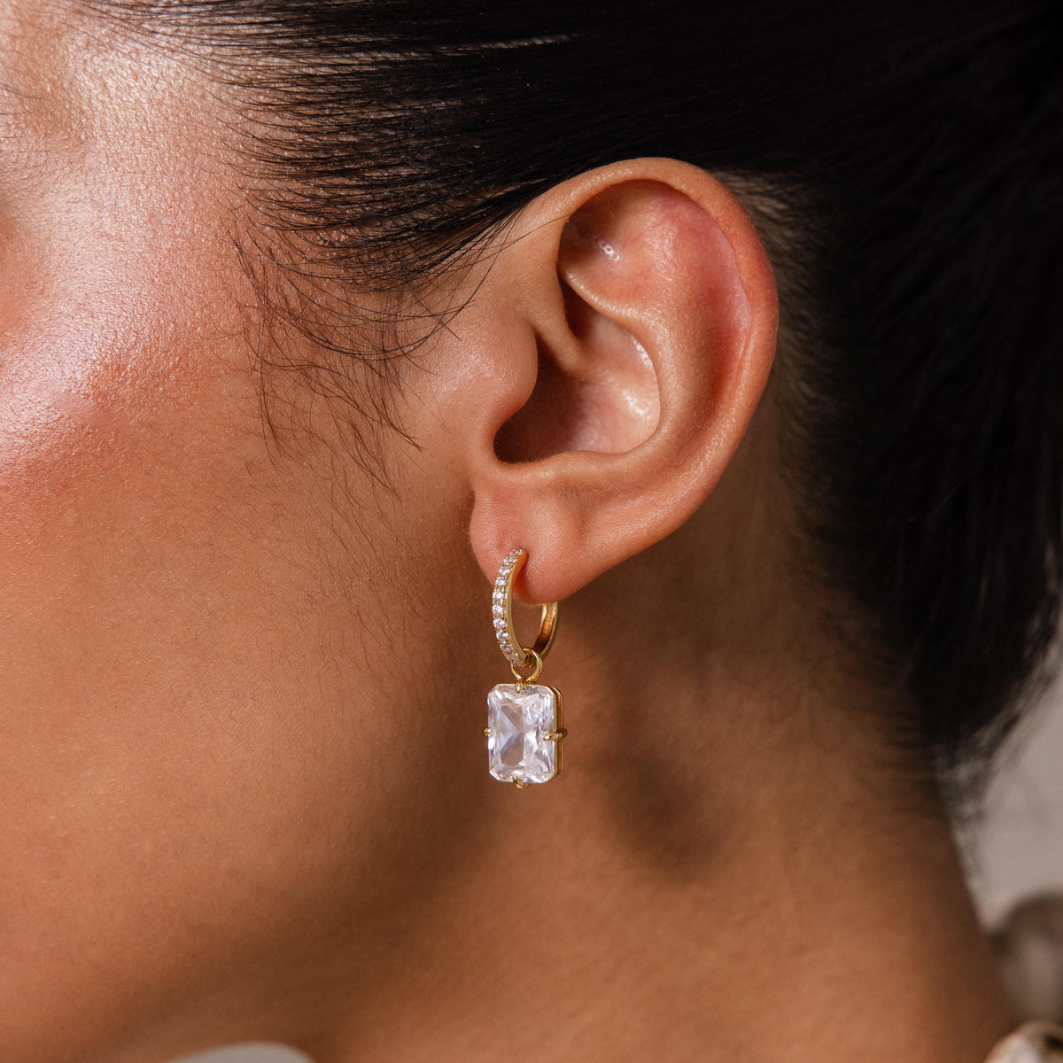 Luxe diamond drop hoops