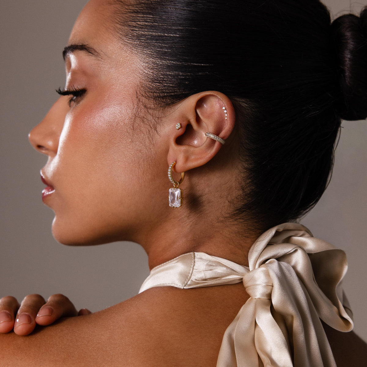 Luxe diamond drop hoops