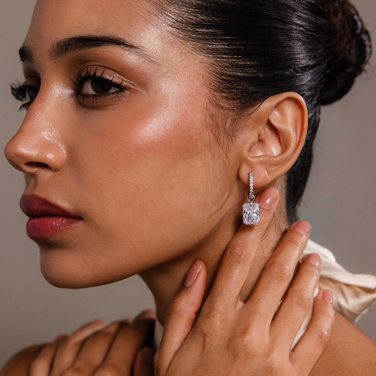 Luxe diamond drop hoops