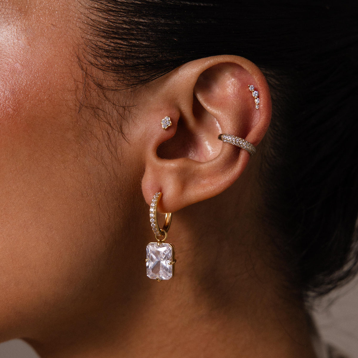 Luxe diamond drop hoops
