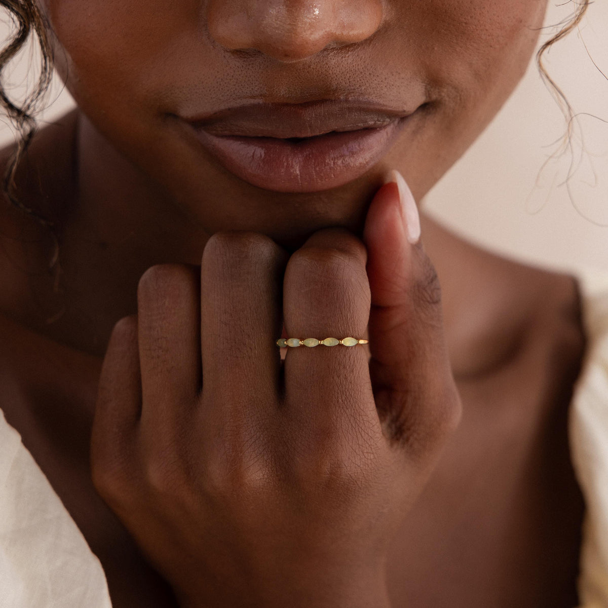 Marquise jade ring