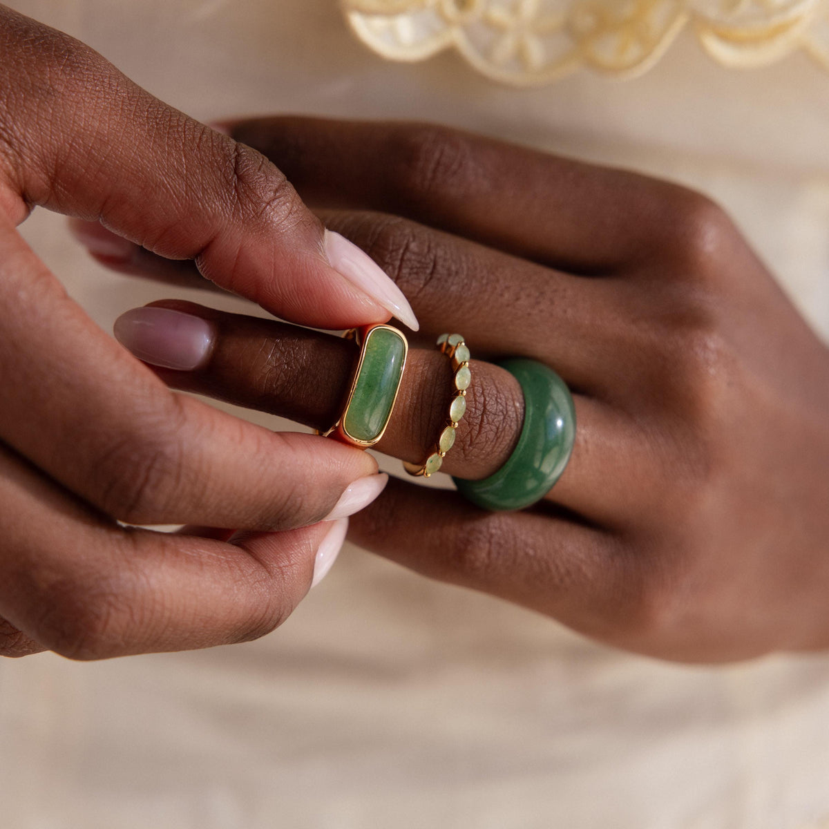 Marquise jade ring