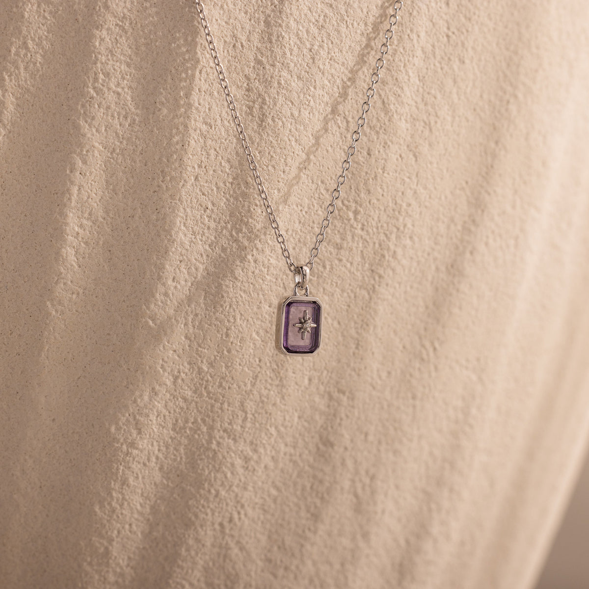 North star birthstone necklace — Silver, alexandrite / june