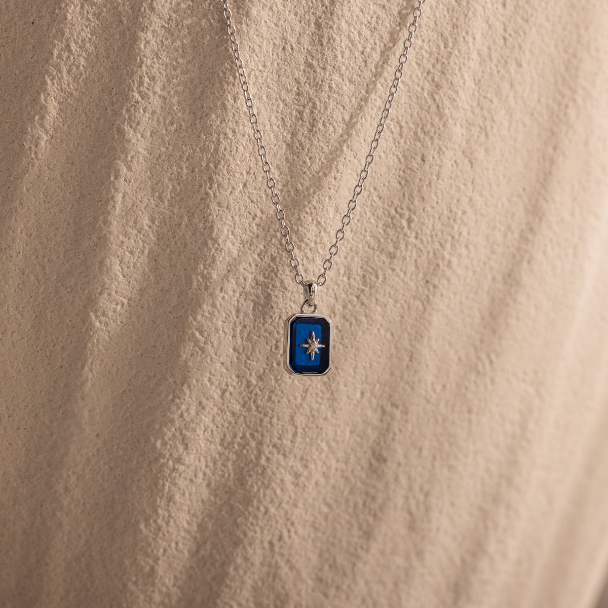 North star birthstone necklace — Silver, sapphire / september