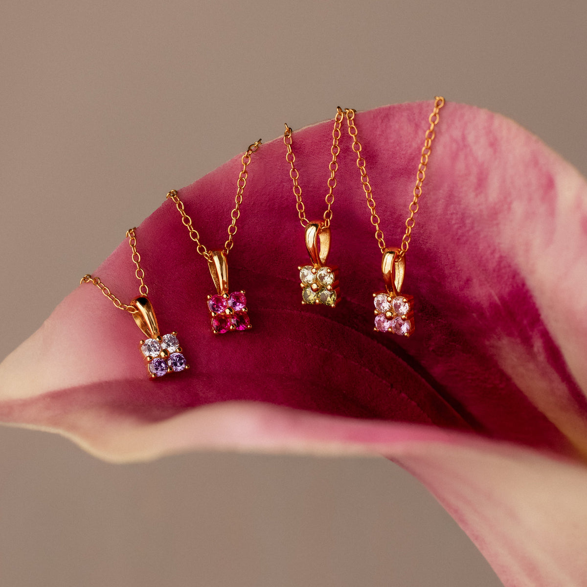 Ombre birthstone flower necklace