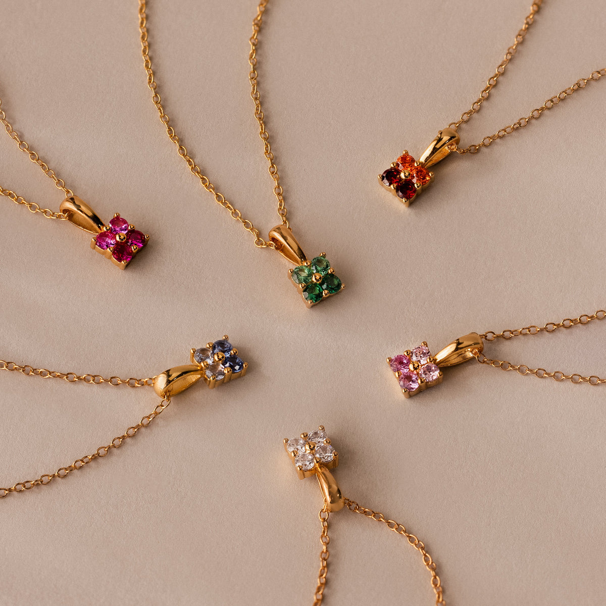 Ombre birthstone flower necklace
