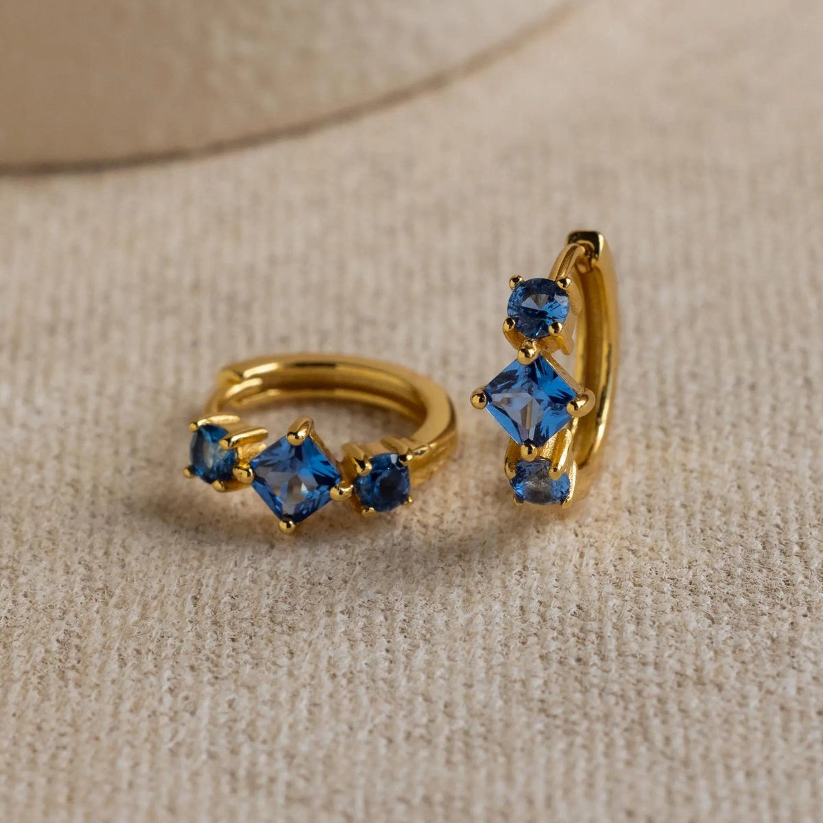 Princess cut birthstone huggies