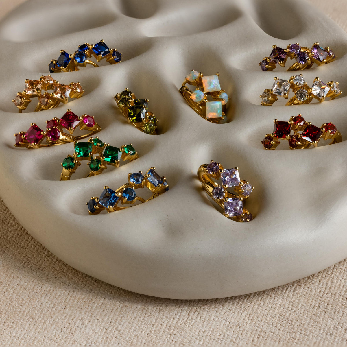 Princess cut birthstone huggies
