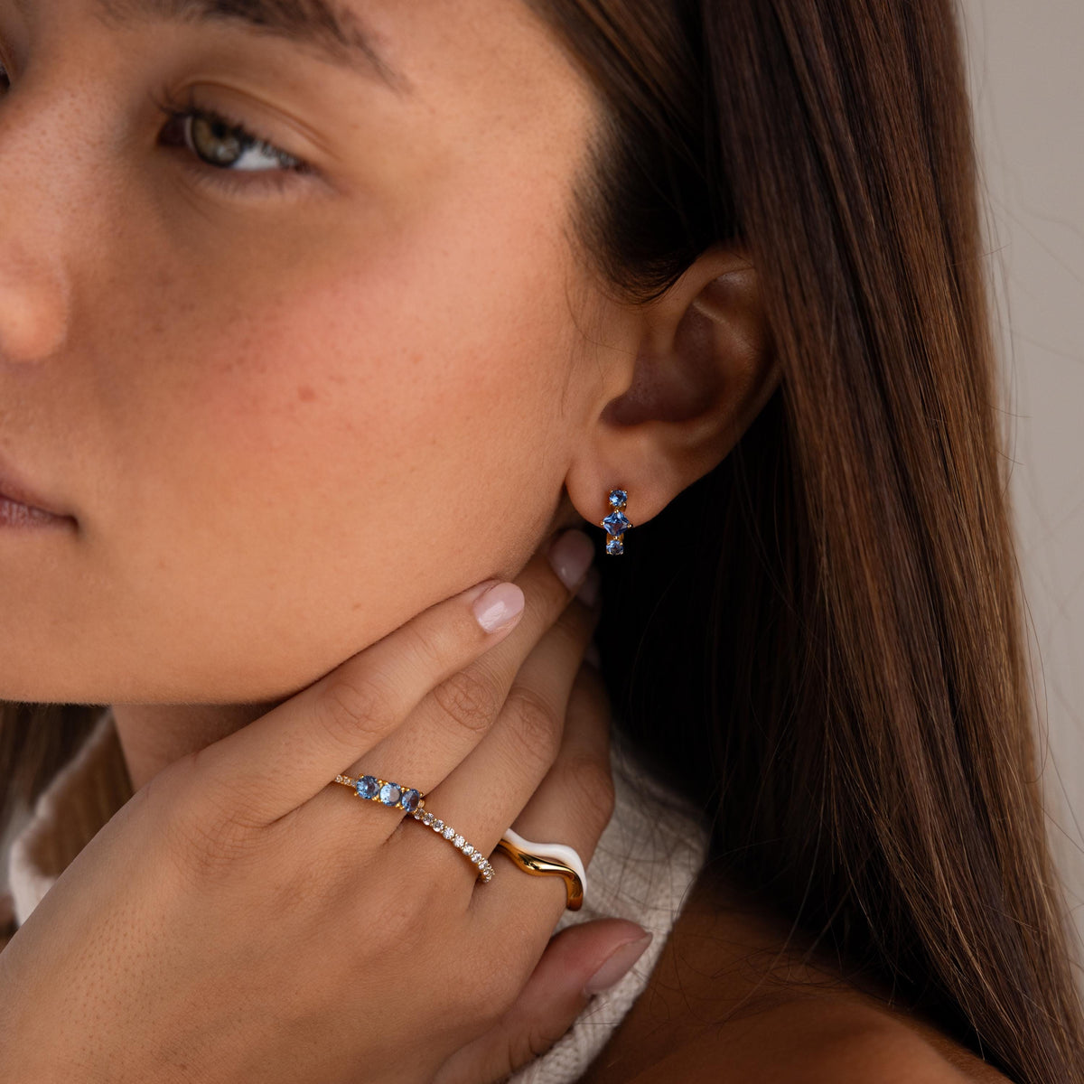 Princess cut birthstone huggies