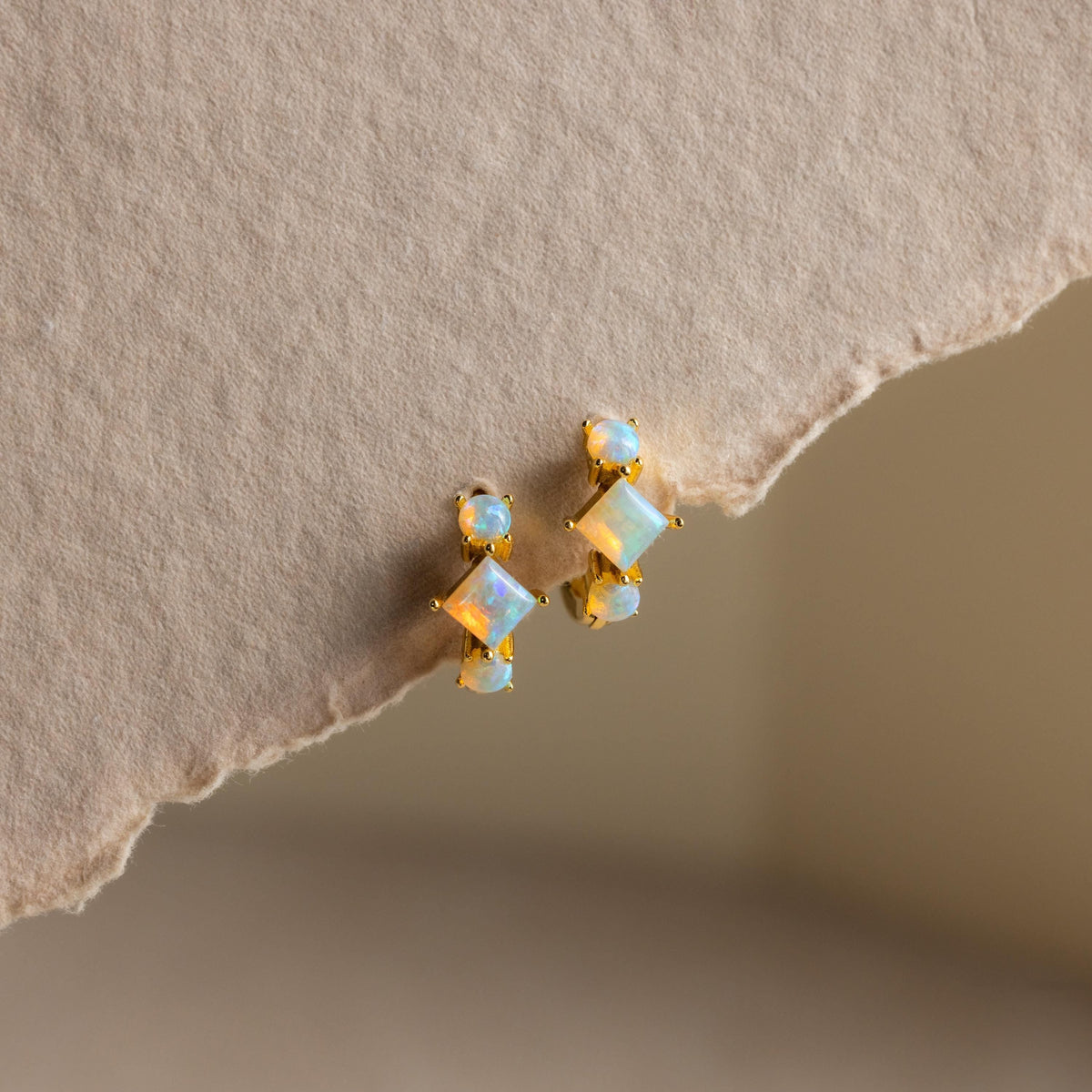 Princess cut birthstone huggies