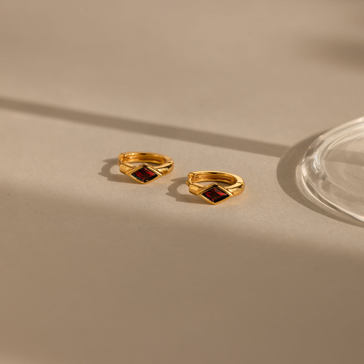 Rhombus birthstone huggies