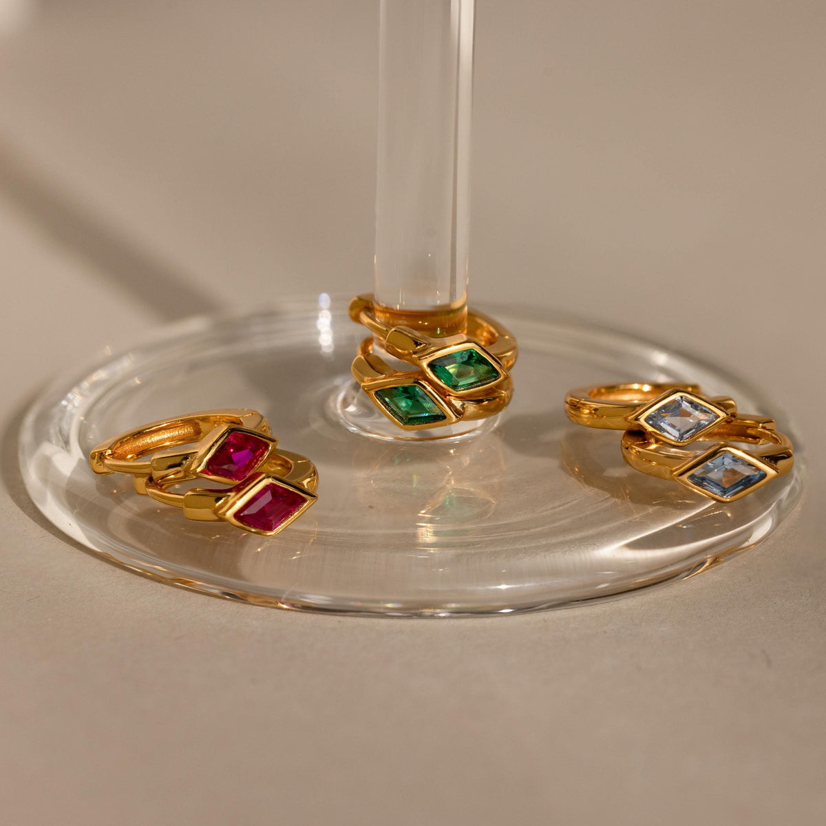 Rhombus birthstone huggies