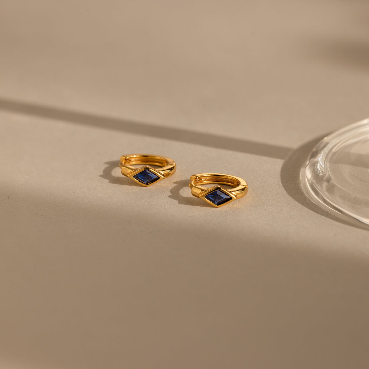 Rhombus birthstone huggies