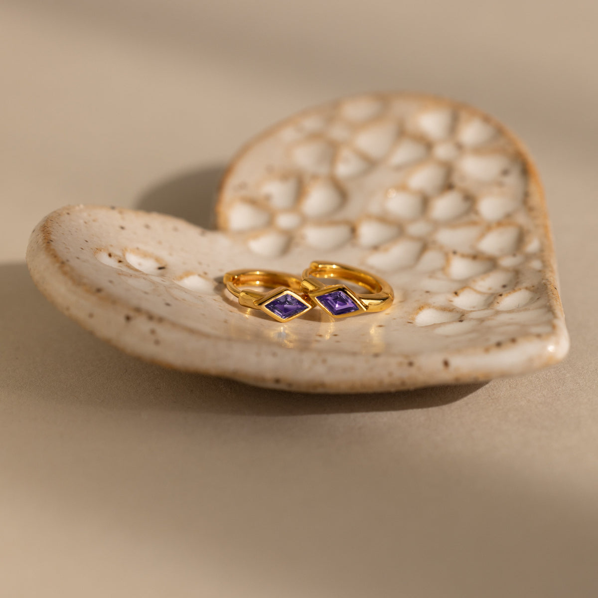Rhombus birthstone huggies