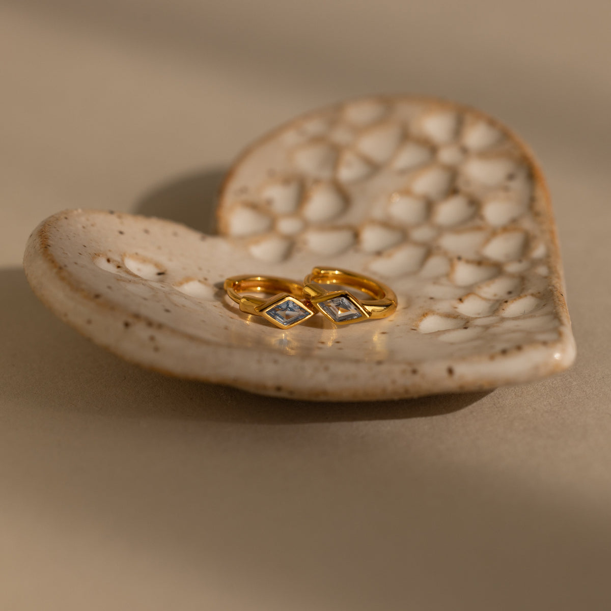 Rhombus birthstone huggies