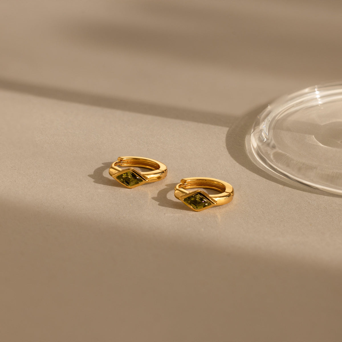 Rhombus birthstone huggies