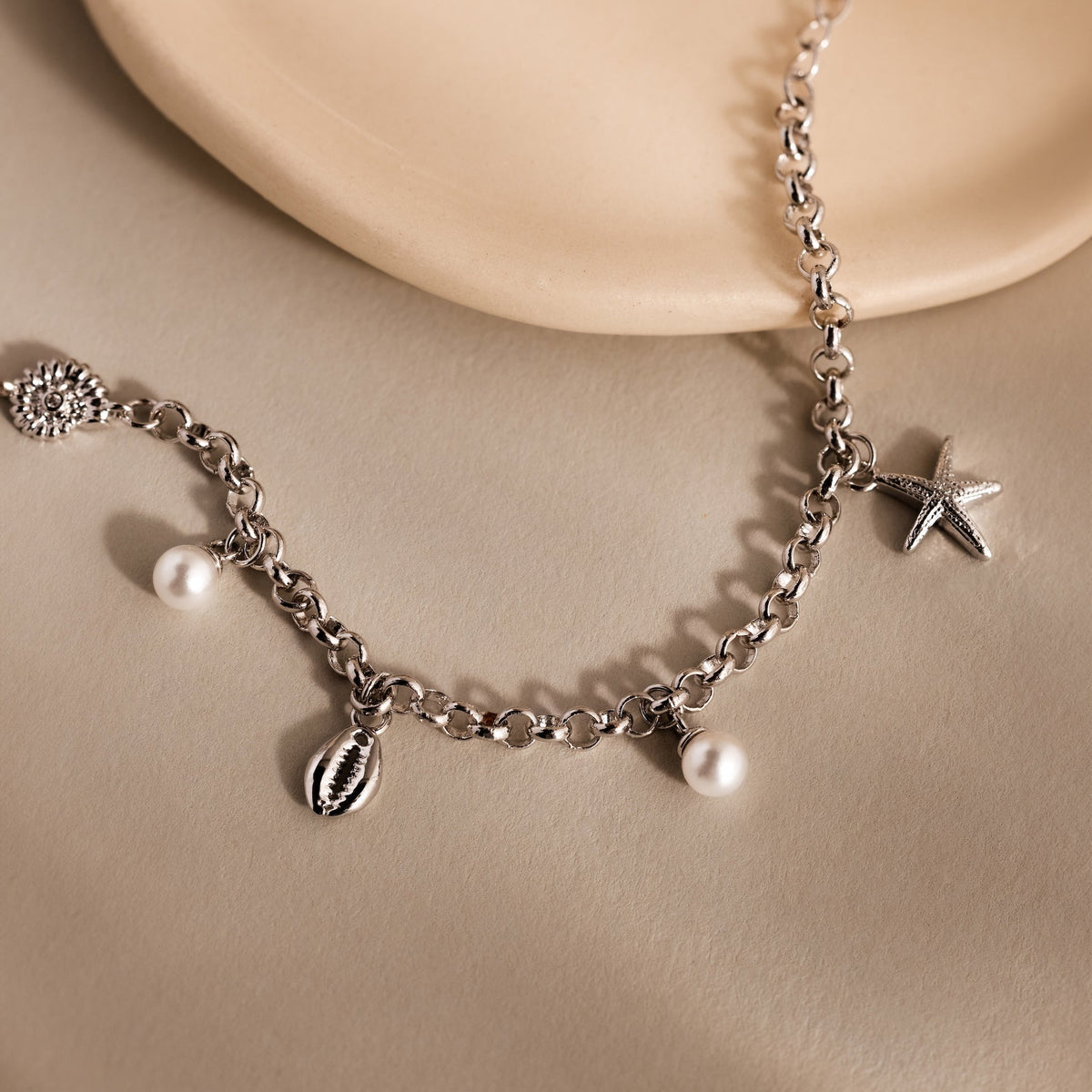 Seaside pearl charm bracelet